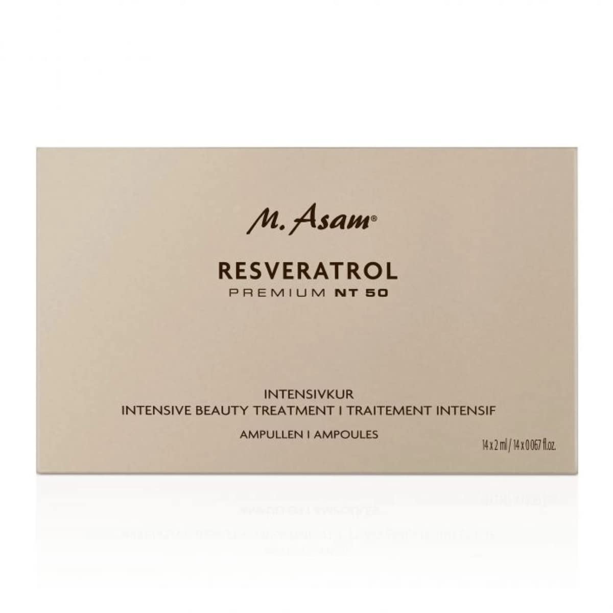 M. Asam Resveratrol Premium NT50 Face Serum Ampoules – Vegan Anti-Aging Treatment for Fine Lines, Wrinkles & Crow's Feet | 14-Day Intensive Facial Care (14x 0.067 FL Oz) | Perfect for Night Routine & Travel Skincare