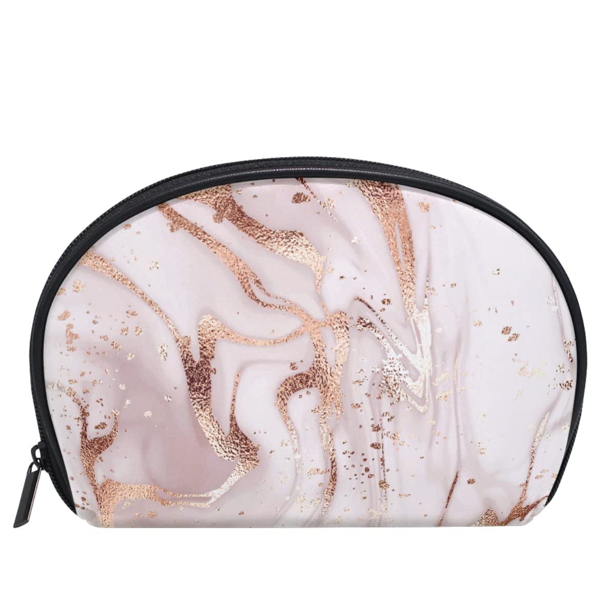 Pink Glitter Marble Makeup Bag for Women - Travel & Purse Organizer