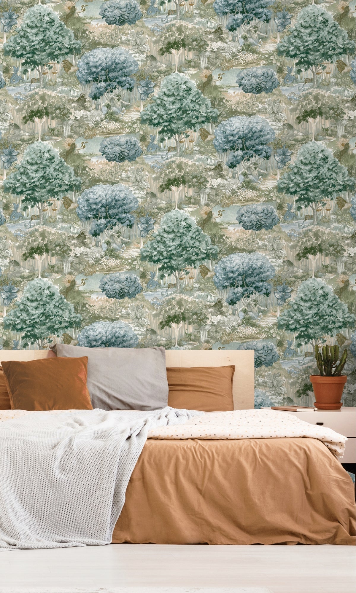 Blue Green Tropical Forest Landscape Wallpaper R8281 - Perfect for Living Room, Bedroom & Office Decor