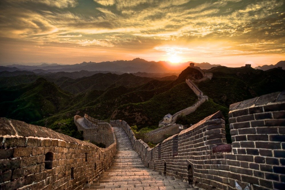 Great Wall of China Sunset Art Print - 36x54 Inch Giclee Gallery Quality Wall Decor | Travel Poster for Home, Office & Living Room Decor