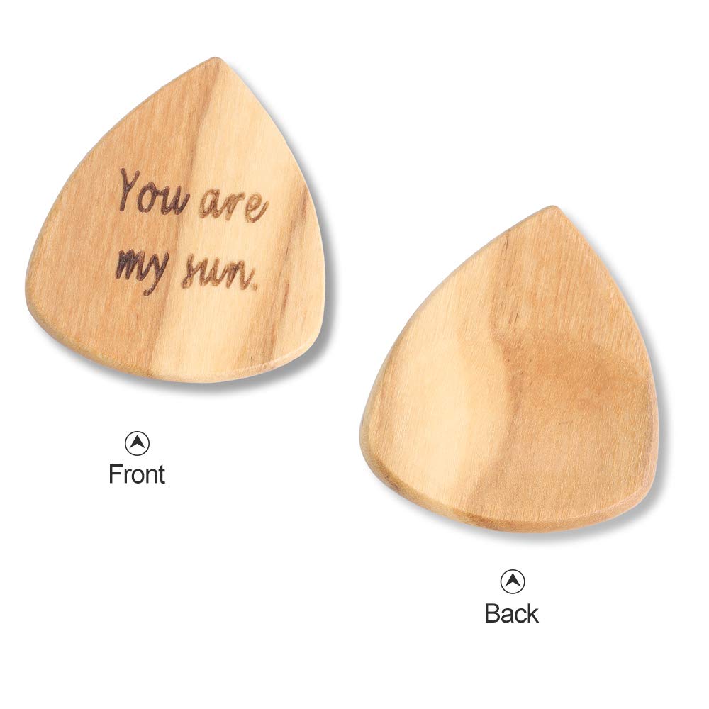 Custom Engraved Wooden Guitar Picks 3 Pack - Personalized with Text & Date - Electric Bass Guitar & Ukulele Accessories - Unique Music Gifts for Christmas & Birthdays - Wooden/Peach/Mahogany Picks for Musicians & Collectors - Perfect for Performances, Practice & Special Occasions