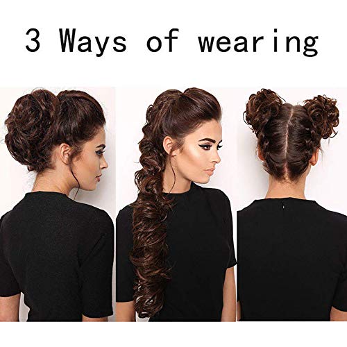 Samyak Black Synthetic Frill Funky Messy Party Hair Extension - Bride Bun Maker for Ponytail & Juda Bun - Instant Hairstyle for Weddings, Prom, Cosplay & Special Events (Pack of 1) - Perfect for Halloween Costumes, Bridal Looks & Festival Outfits