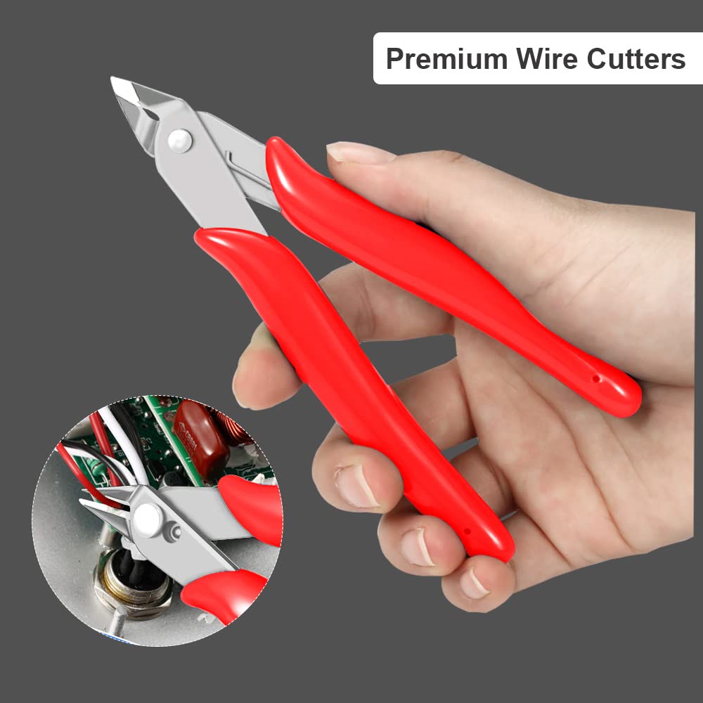 MONVICT 5 Inch Micro Wire Cutters - Ultra Sharp Flush Cutters with Spring for Precision Cutting | Perfect for 3D Printing, Electronics, Jewelry Making & DIY Crafts | Small Side Cutting Pliers for Wires, Beads & Electrical Work