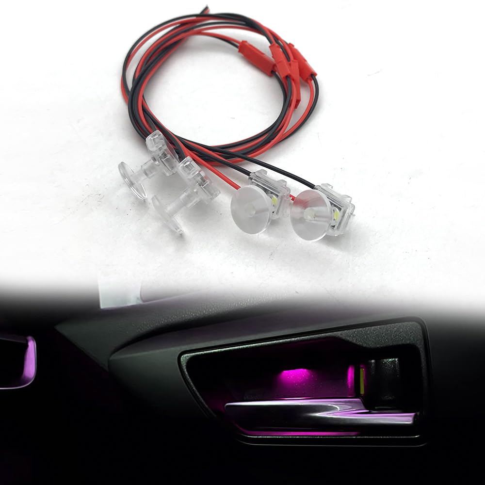 4pcs Pink LED Interior Car Door Lights - Door Panel Courtesy Warning Lamps for Car Atmosphere Lighting | Perfect for Small Cars, SUVs, MPVs, Golf Carts, Snowmobiles & Boats | Enhance Nighttime Visibility & Interior Ambience