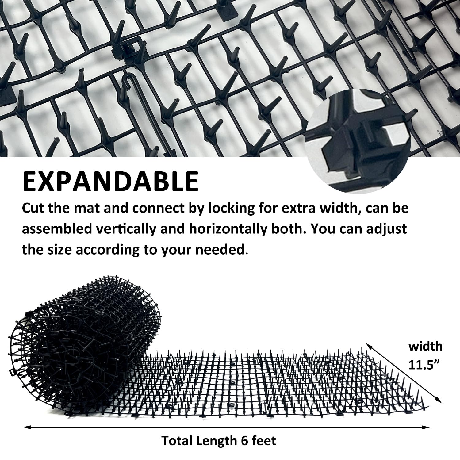 Hugeleaf 6ft Cat Training Scat Mat with Spikes - Deterrent Pet Mat for Indoor/Outdoor Use - Keep Cats Off Furniture, Beds & Gardens