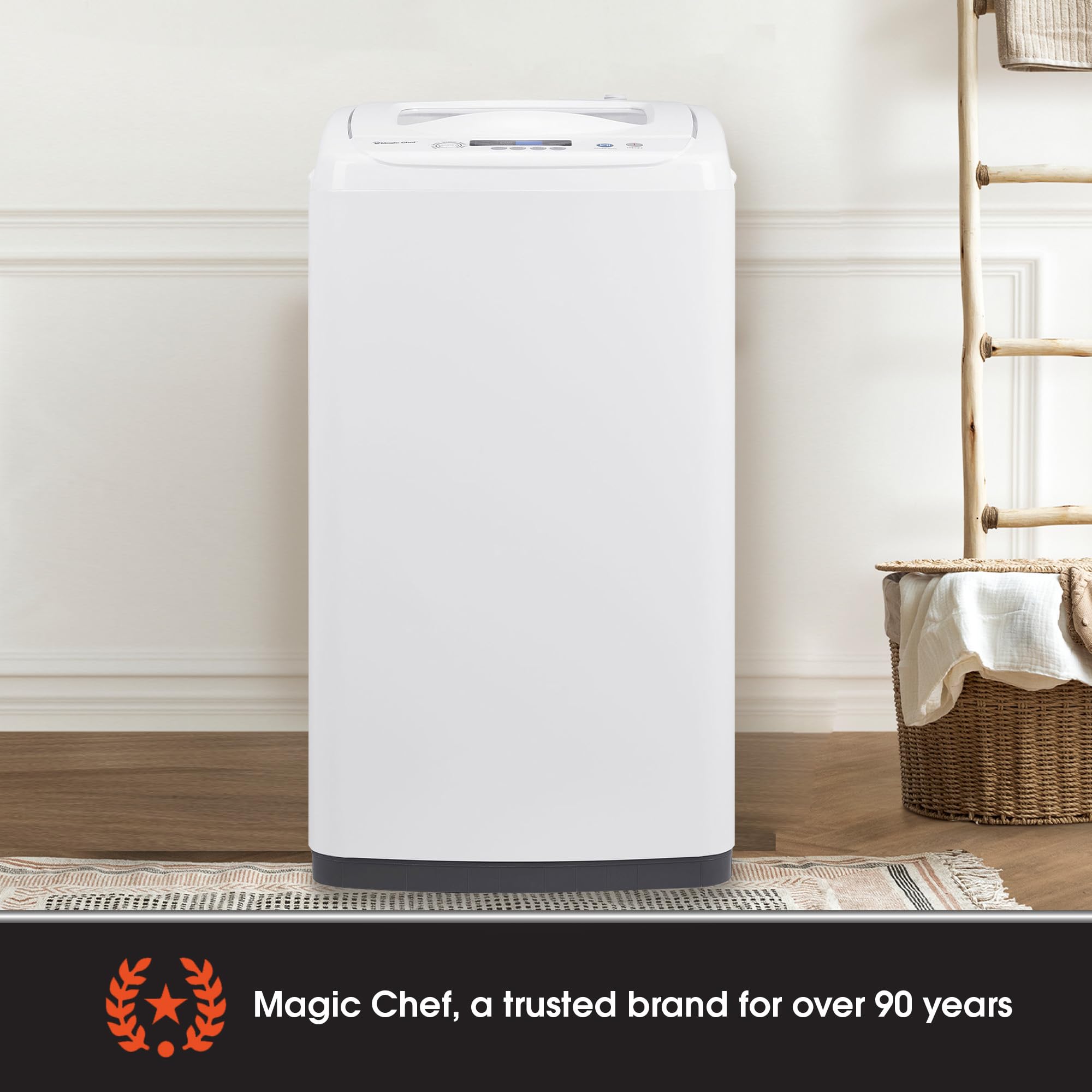 Magic Chef 0.9 Cu. Ft. Compact Top Load Washing Machine with LED Display - 6 Wash Cycles, Delay Start, 3 Water Levels & Temperature Settings - Perfect for Apartments, RVs & Small Spaces (White)