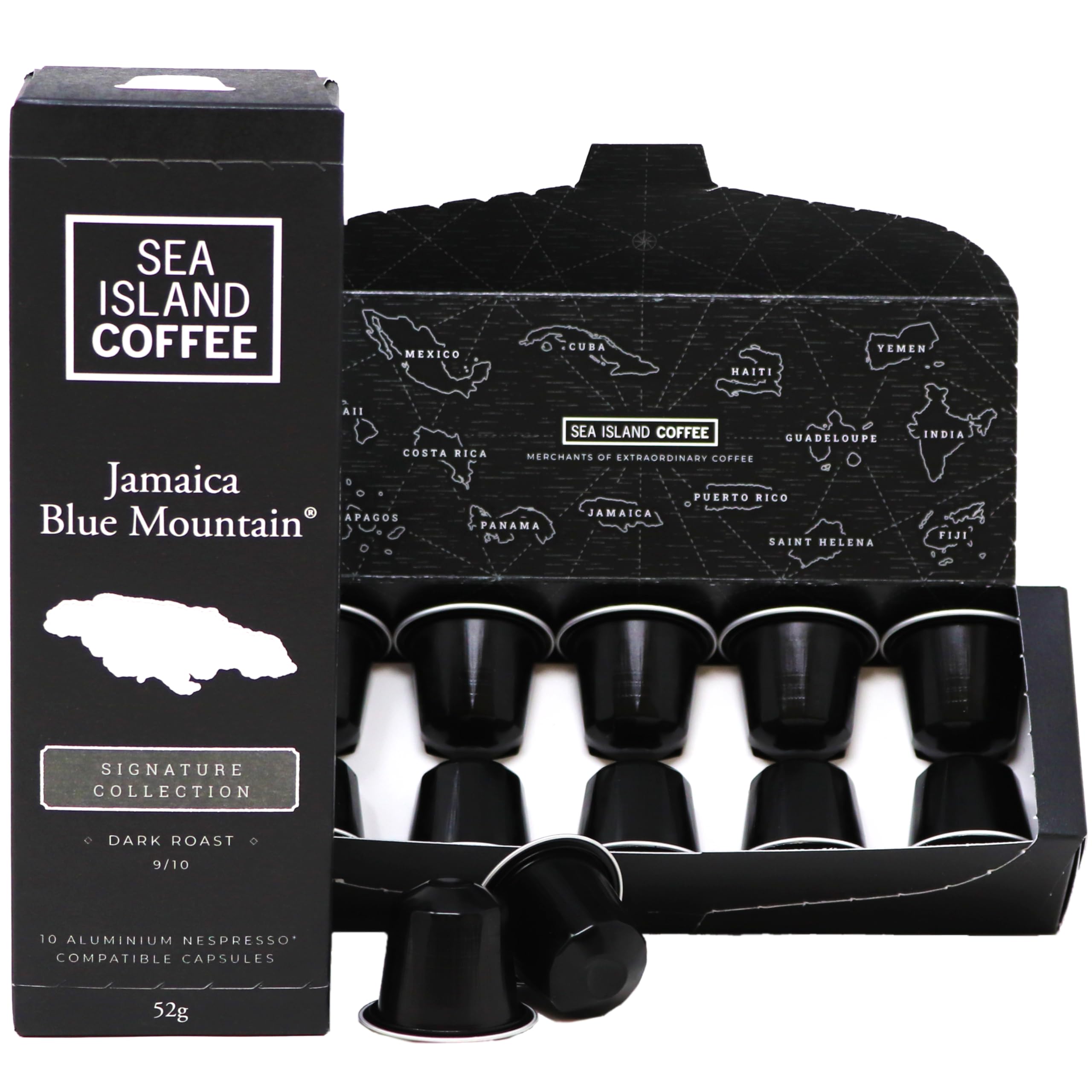 Premium Jamaica Blue Mountain Dark Roast Coffee Pods - 60 Capsules | Single-Serve Espresso & Drip Coffee Compatible | Perfect for Home, Office & Gifting
