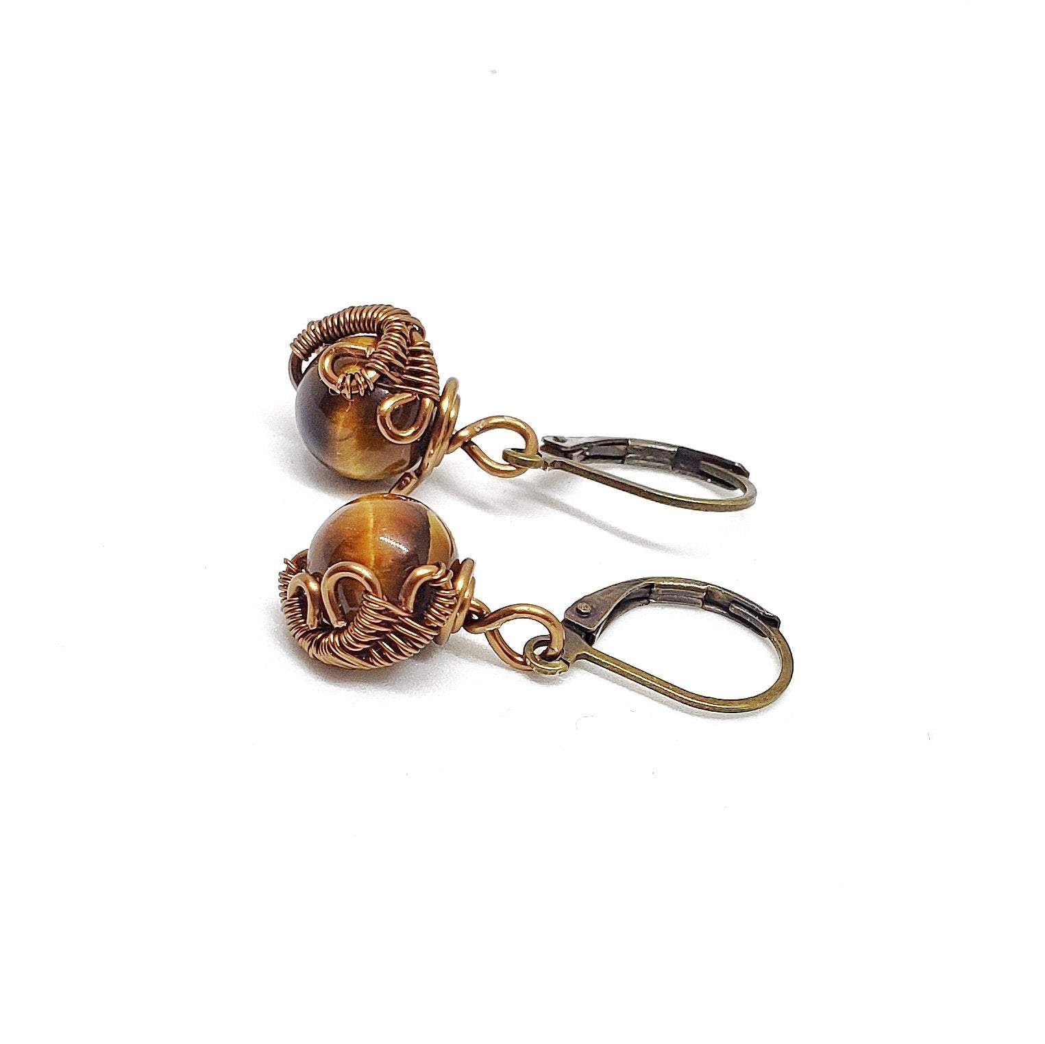 Original Tiger's Eye Lever Back Earrings – Natural Stone Jewelry for Women, Gift for Her, Perfect for Parties & Special Occasions