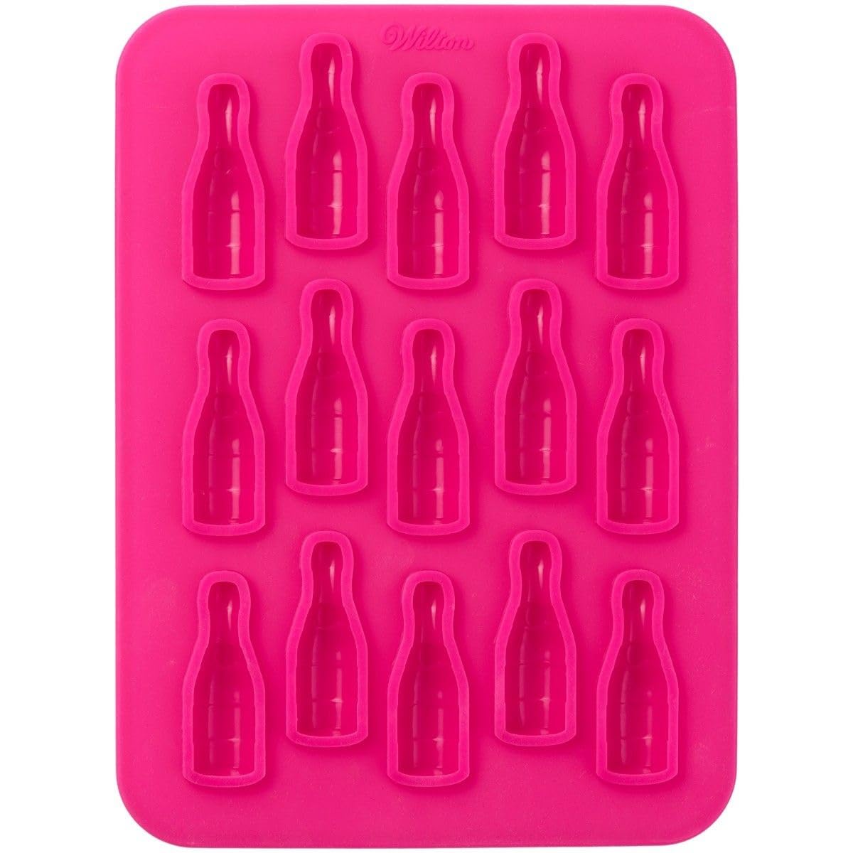 Wilton Silicone Wine Bottle Chocolate Candy Mold - 15 Cavities, Pink | Perfect for DIY Treats, Party Favors & Holiday Gifts