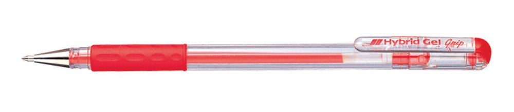 Pentel 0.6mm 混合握把鲜艳凝胶笔 - 红色橡胶指握，适合办公、学习、笔记和艺术创作