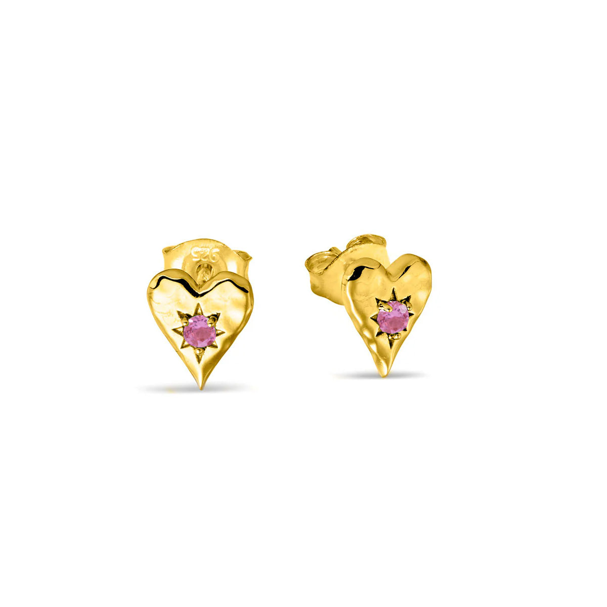 Pink Tourmaline Gold Stud Earrings for Women - 14K Rose Gold Heart Stud Earrings - Perfect for Valentine's Day, Anniversary & Everyday Wear
