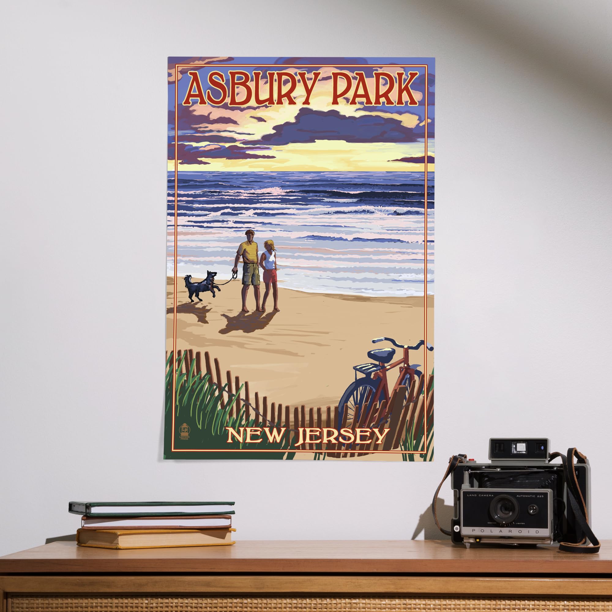 Lantern Press 16x24 Inch Giclee Print - Asbury Park New Jersey Beach Sunset Wall Art | Coastal Decor for Living Room, Bedroom & Office