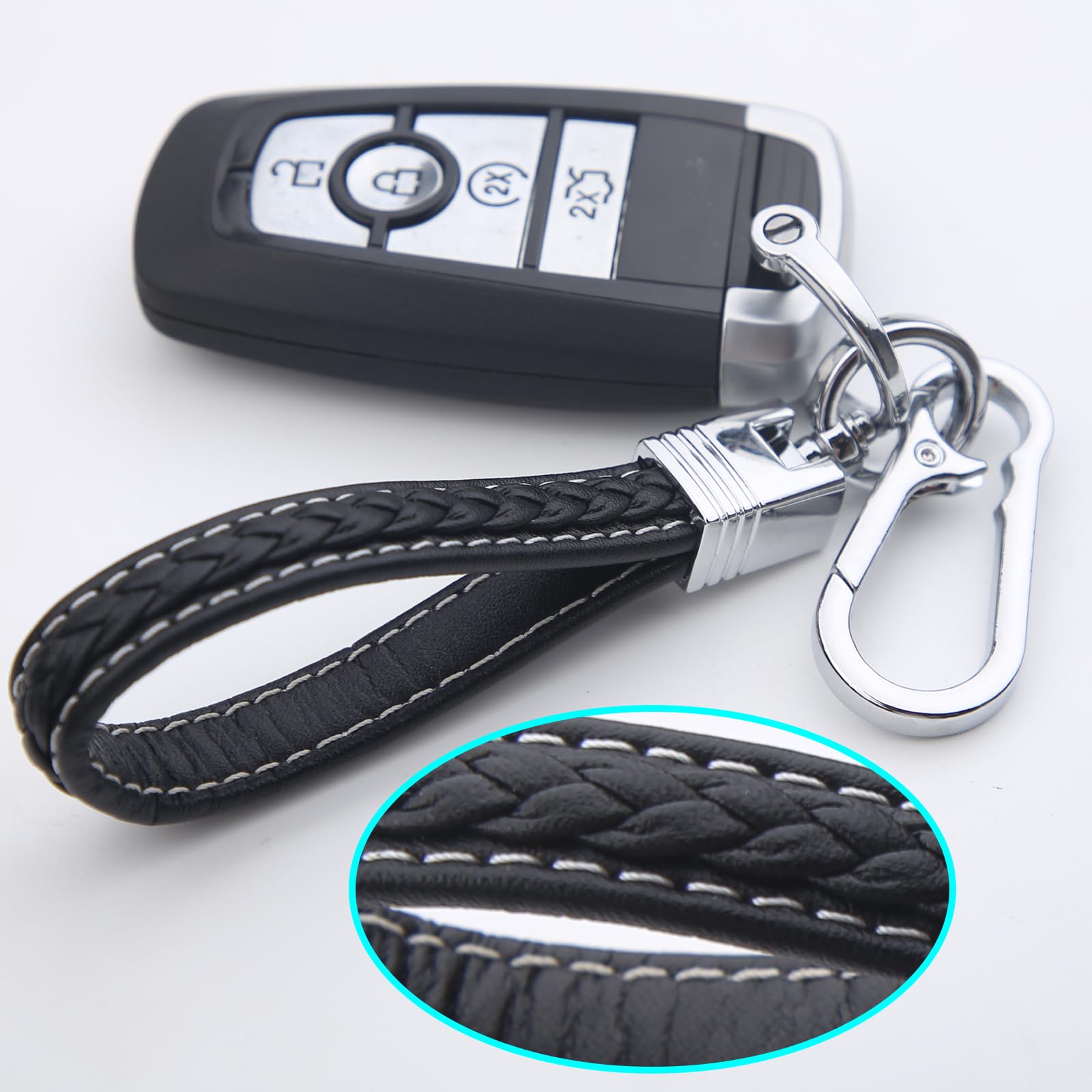 Durable Woven Rope Keychain with Microfiber Leather Wristlet - 3 Key Rings & D Ring for Car Keys, House Keys & Accessories | Perfect for Everyday Use, Travel & Outdoor Activities