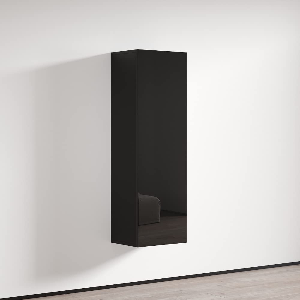 Modern Floating Wall Mounted Bookcase Cabinet - Durable Wooden Fly Modular Storage Shelf with High Gloss Finish (Black, Rectangular) - Perfect for Living Room, Bedroom & Office Organization