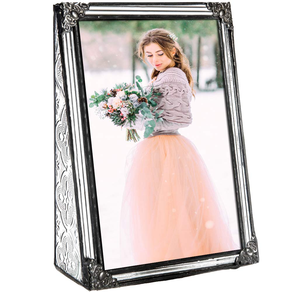 4x6 Picture Frame - Clear Glass Wedding & Family Photo Frame for Home Décor