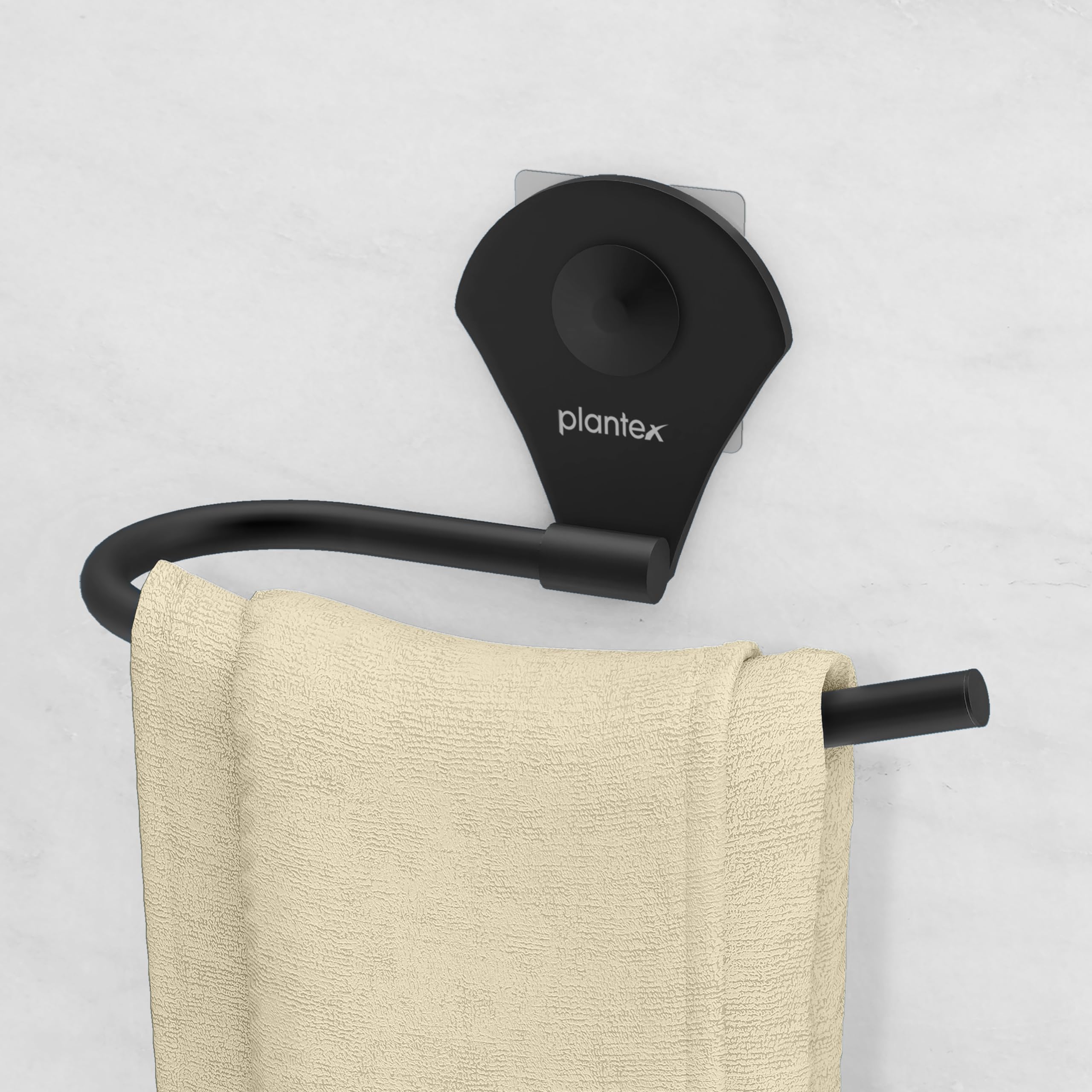 Plantex Royal Self-Adhesive Stainless Steel Napkin Ring - Elegant Towel Ring & Napkin Holder for Kitchen & Bathroom Accessories (Black Powder Coated) - Perfect for Dining Tables, Wedding Decor & Home Organization