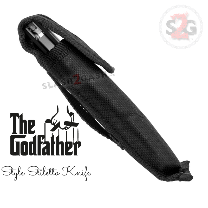 Italian Stiletto Automatic Knife - KRISS Snake Blade with Wavy Black Pearl Handle for Tactical, Survival & Outdoor Adventures
