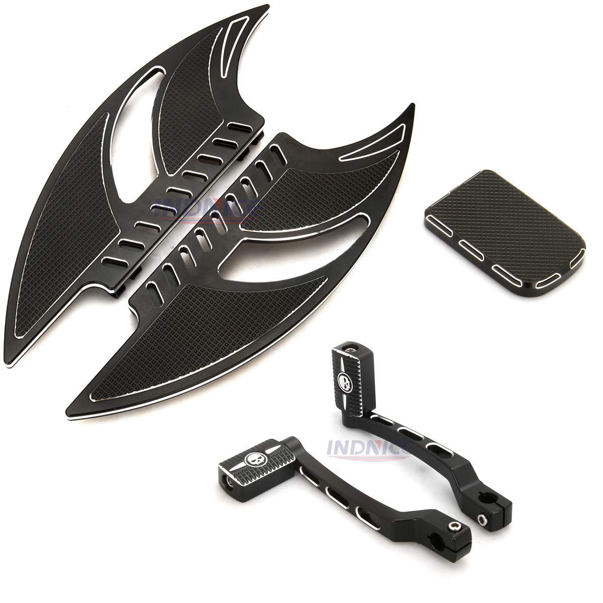 Happy-Motor Motorcycle Black Floorboard for Harley Davidson - Passenger Footboards, Heel Toe Shift Lever Pegs, Road Glide Floorboards & Brake Pedal - Perfect for Long Rides and Custom Bike Upgrades