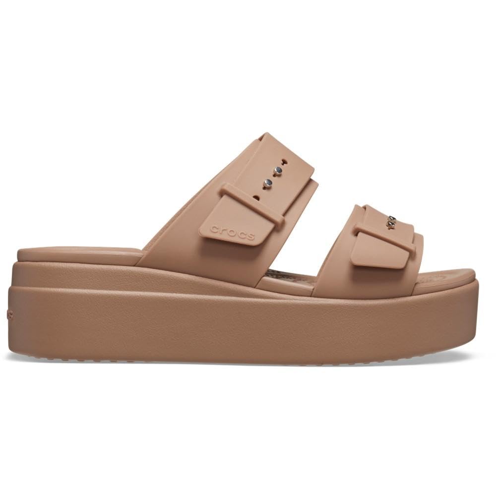 Crocs Women's Brooklyn Buckle Low Wedge Platform Sandals - Comfortable Casual Summer Shoes for Walking, Beach & Outdoor Activities