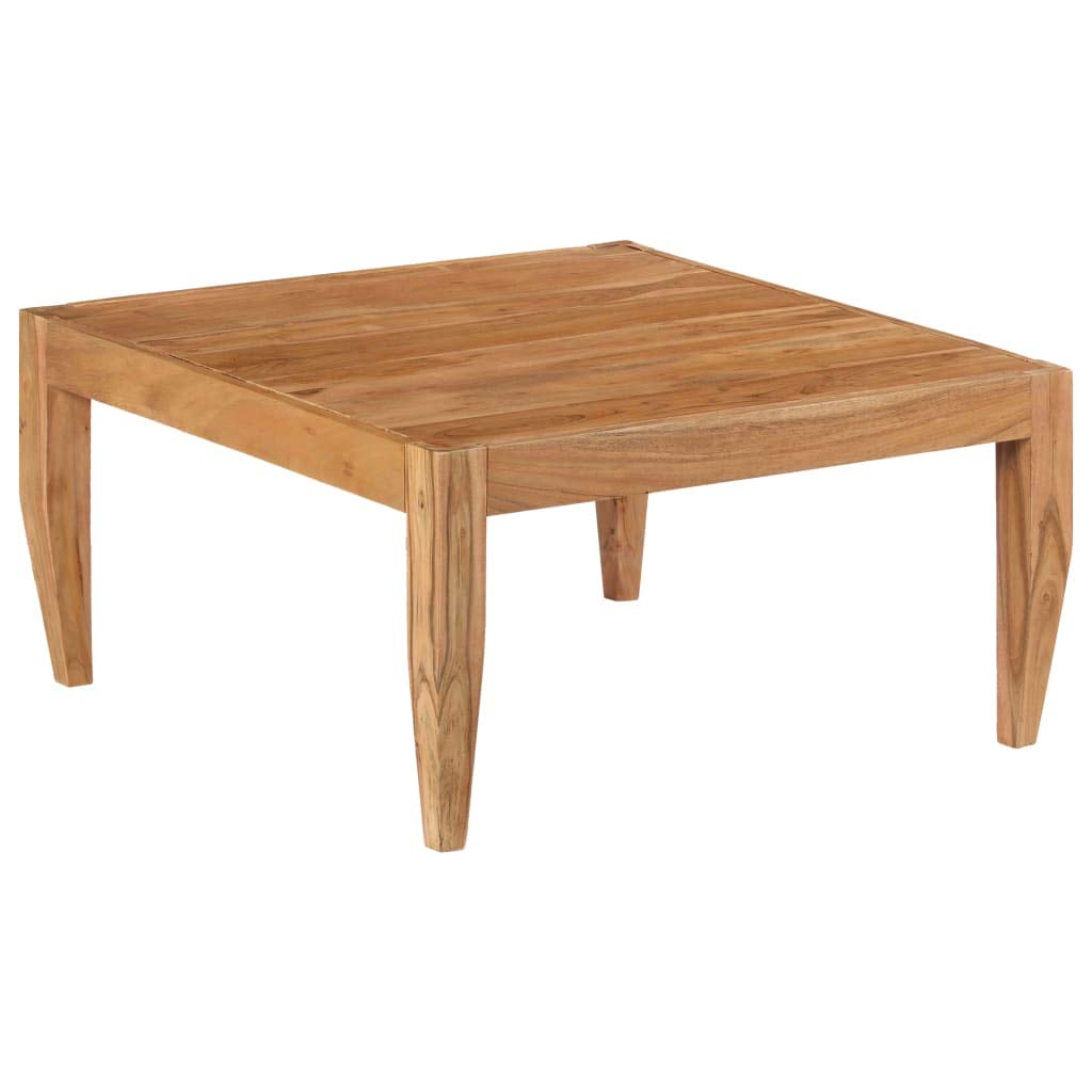 Queen.Y Acacia Wood Coffee Table - 31.5 x 31.5 Inch Square Living Room Table with Natural Finish | Retro Side Table, Cocktail Table & Sofa End Table in Brown | Perfect for Small Spaces, Apartments & Cozy Home Decor