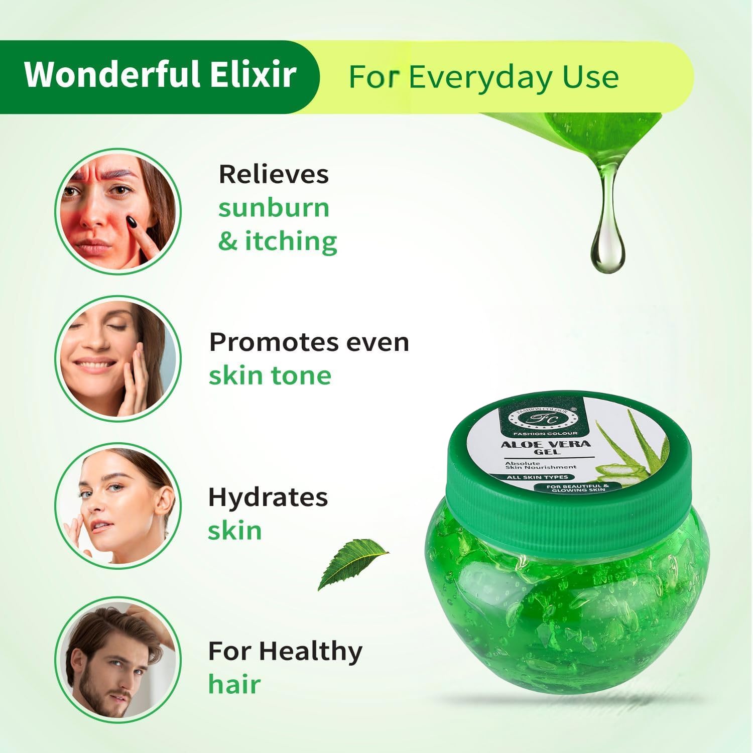 Pure Aloe Vera Gel for Face, Hair & Skin - 100g Natural Moisturizer with Vitamin E | Hydrating & Soothing Treatment | Paraben-Free | Perfect for Sunburn Relief, Daily Skincare & Hair Care