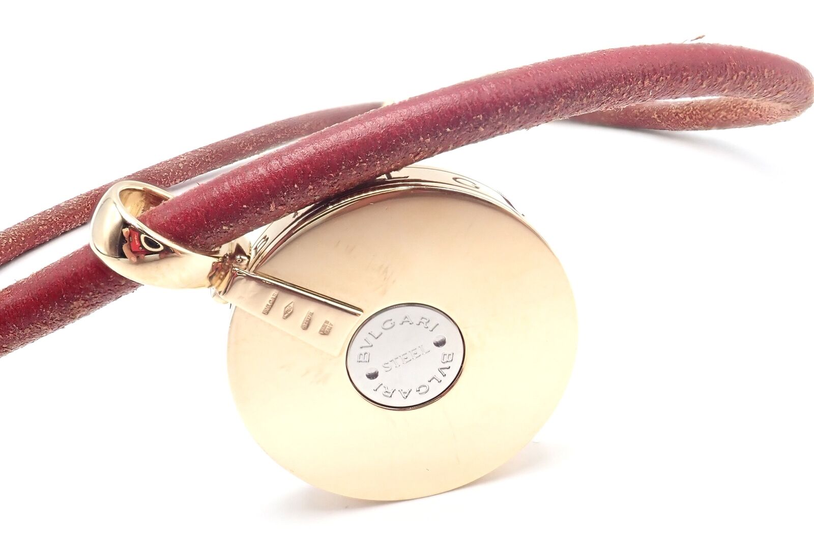 Bvlgari Bulgari Optical Illusion 18K Gold Steel Spinning Mother of Pearl Pendant Necklace for Women - Elegant Jewelry Gift for Anniversary, Birthday & Special Occasions