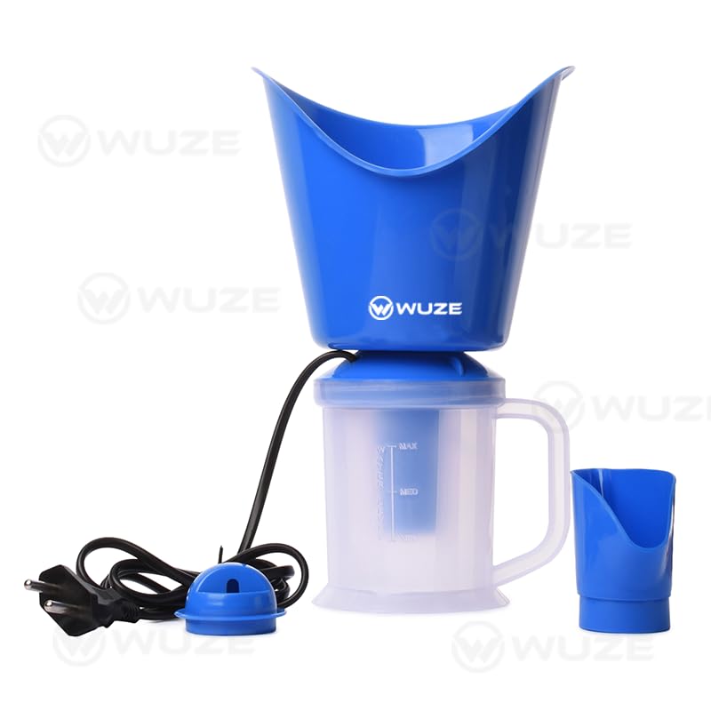 Wuze 3-in-1 Steamer for Cold, Cough & Nasal Congestion Relief - Facial Steamer, Vaporizer & Steam Inhaler for Adults & Kids (Blue) - Perfect for Home, Travel & Office Use