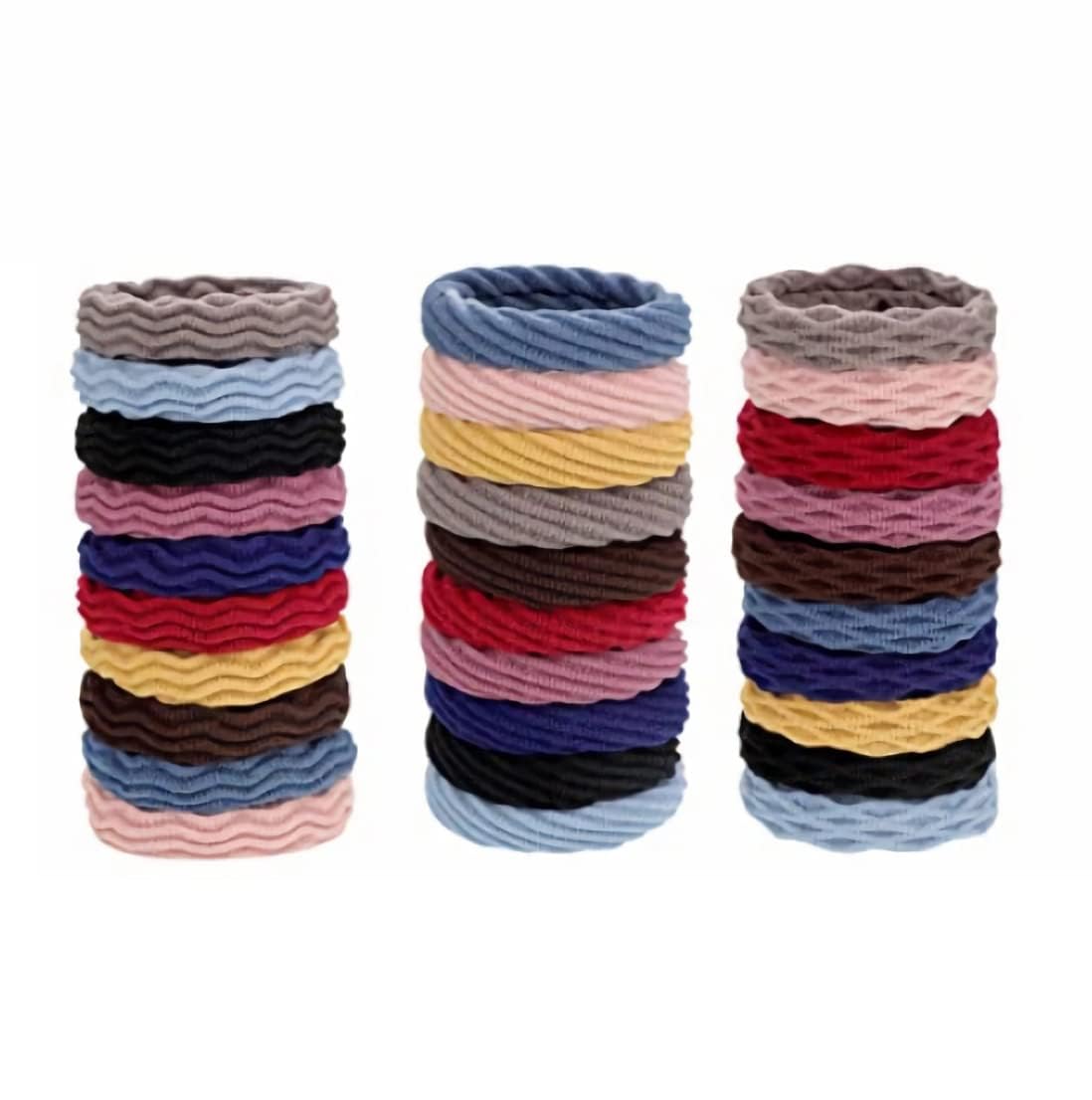 Maxxlite 60 Pcs Non-Slip Seamless Hair Ties for Thick Heavy & Curly Hair - Lightweight Highly Elastic Stretchable Hair Bands (Multicolor) - Perfect for Workouts, Yoga, Sports & Everyday Hairstyles
