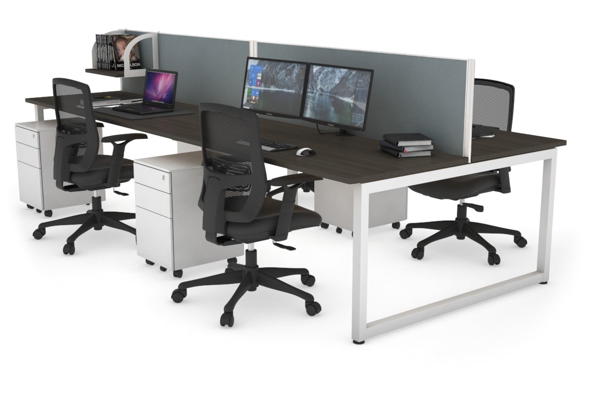 Quadro Loop Legs 4-Person Office Workstation - 1400L x 700W Modern Collaborative Desk for Team Workspaces | Perfect for Open Offices, Coworking Spaces & Conference Rooms