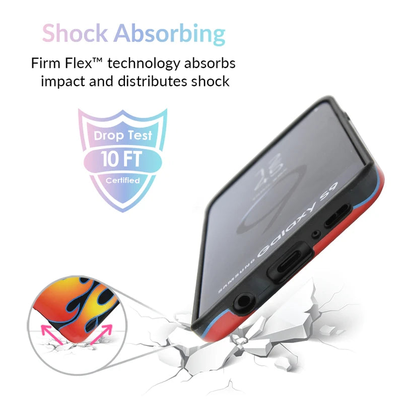 Blue Chrome Flames Samsung Galaxy Case - Protective Phone Cover for Galaxy S21/S22/S23 - Stylish & Durable Design for Everyday Use & Gaming