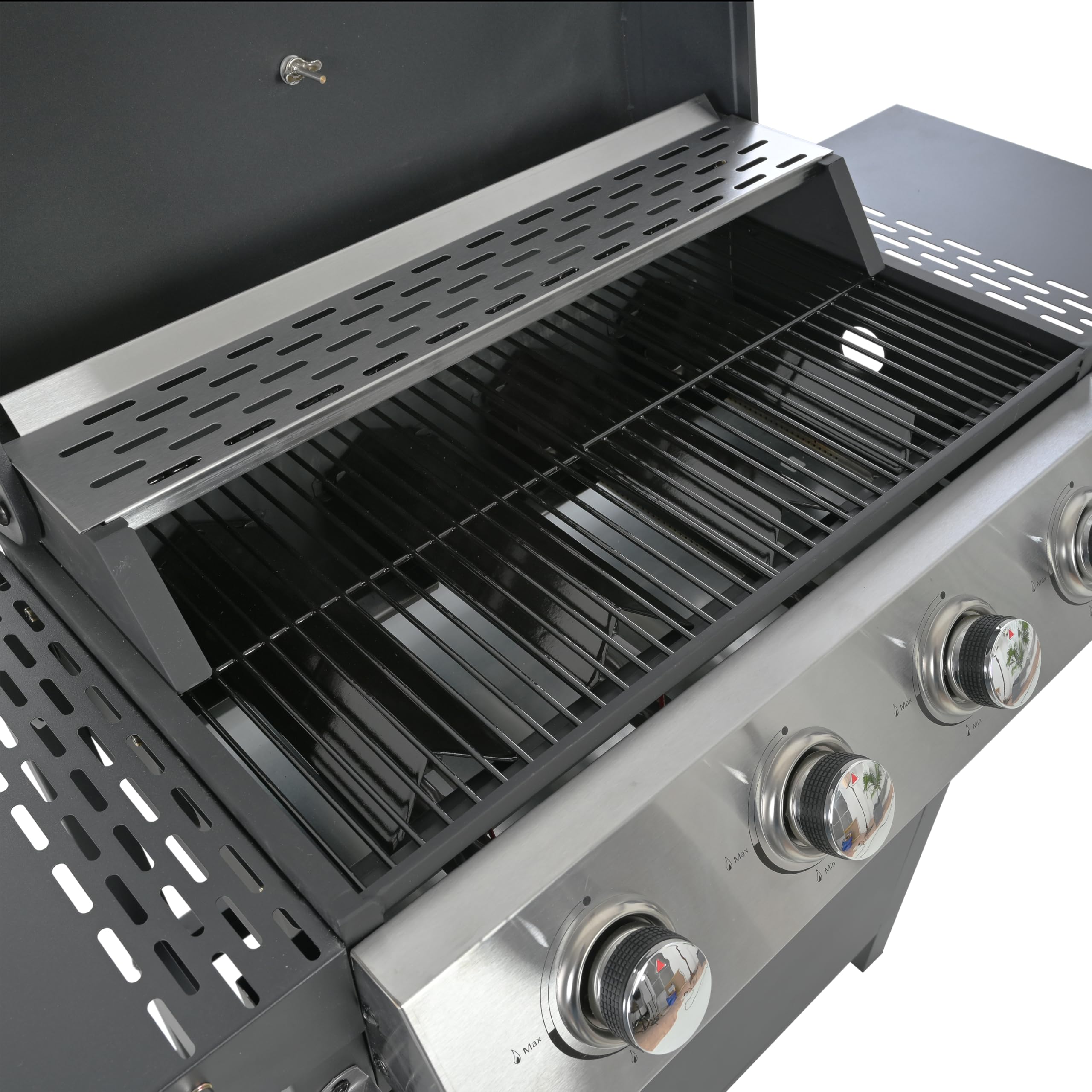 4 Burner Propane Gas Grill with Wheels - Heavy-Duty Stainless Steel Outdoor BBQ Grill for Backyard, Garden & Patio - Perfect for Family Gatherings, Camping & Tailgating Parties
