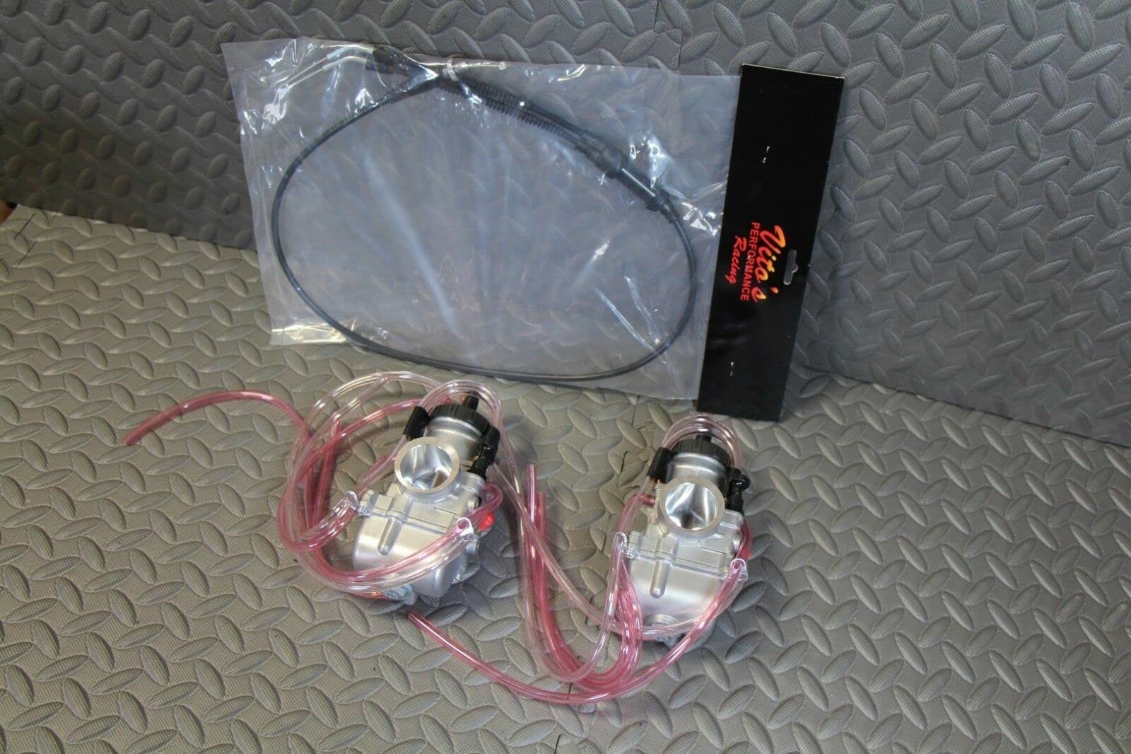 2 Pack 35mm Performance Carburetors with Thumb Throttle Cable - Compatible with Yamaha Banshee 350 - High Flow Aftermarket Carbs for ATV & Dirt Bike Racing Upgrades