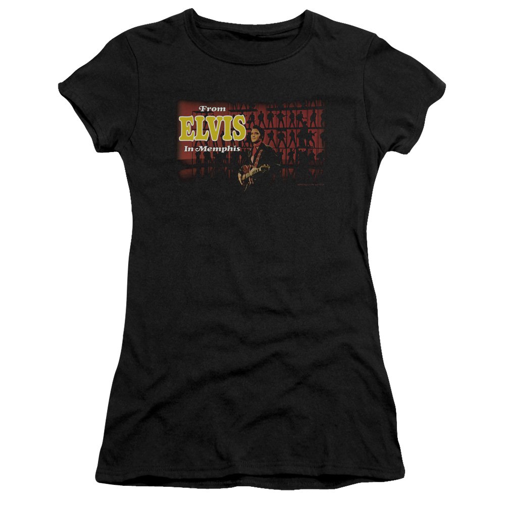 Elvis Presley Memphis Juniors' Sheer Fitted T-Shirt | Vintage Music Tee for Women | Perfect for Concerts, Parties & Retro Fashion