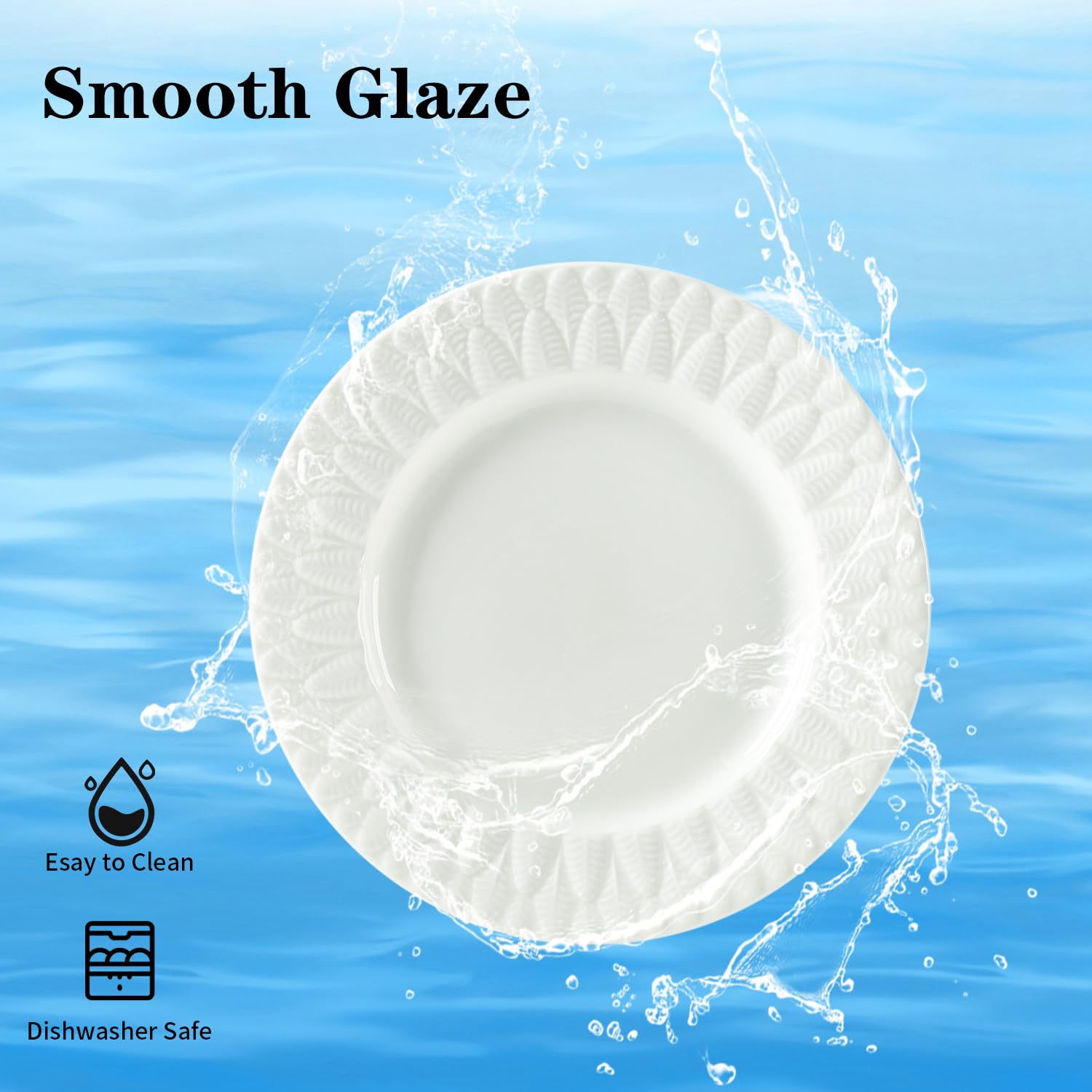 6 Inch White Leaf-Shaped Porcelain Appetizer Plates - Set of 18, Small Dinner Plates & Dessert Salad Plates, Microwave & Dishwasher Safe - Perfect for Cake, Ice Cream, Waffles, Party Serving & Home Entertaining