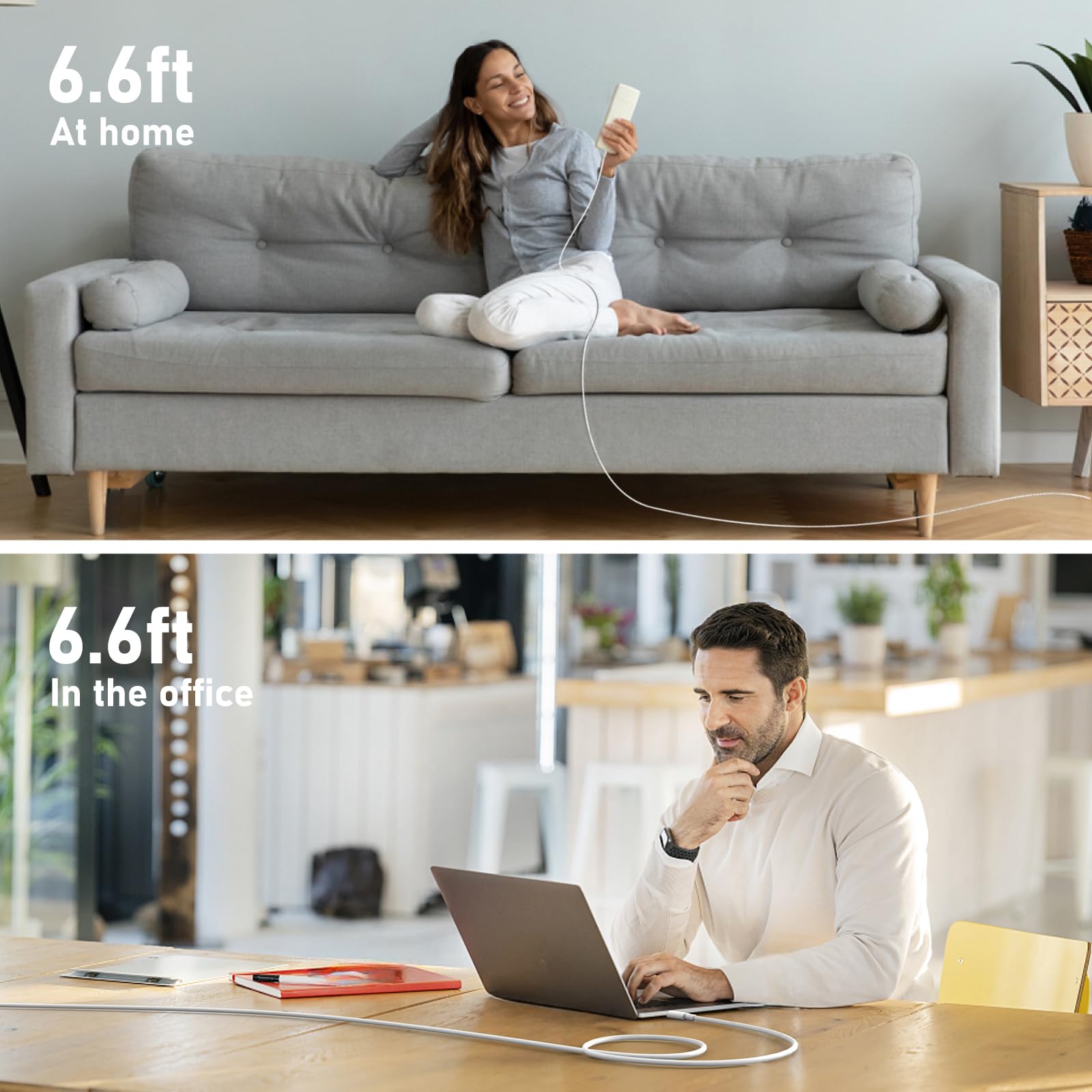 ANMIEL 240W/100W USB C to USB C Cable (2-Pack, 2M) Fast Charging Cable - Compatible with iPhone 15 Series, MacBook Pro 2020, iPad Pro/Air, Samsung Galaxy S23/S22/S21 - Perfect for Home, Office & Travel Charging