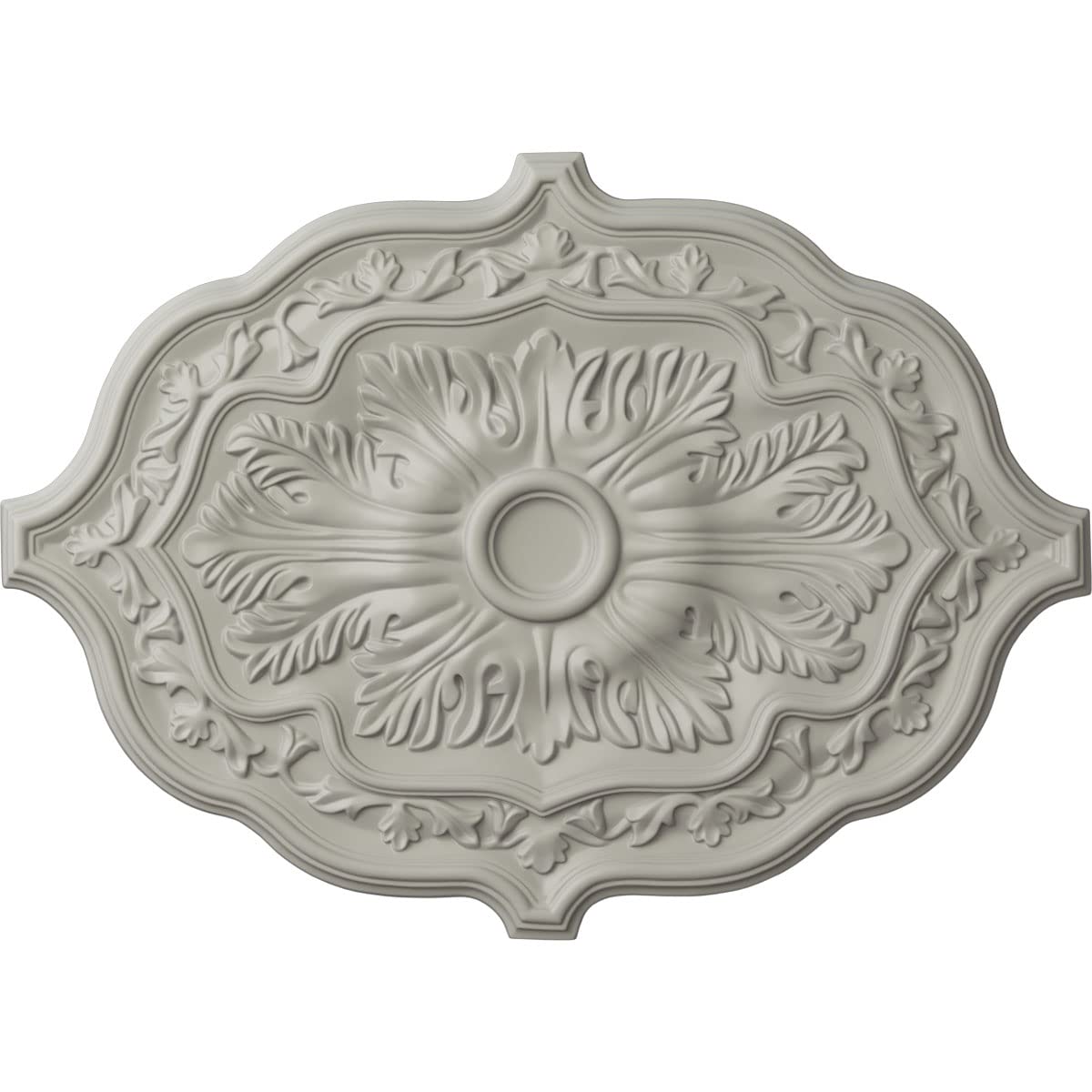 Ekena Millwork CM36X26PEPCF Pesaro Ceiling Medallion - 36 Inch Wide x 26 Inch High x 1.5 Inch Projection - Hand-Painted Cream Pot Design - Perfect for Dining Room, Bedroom & Vintage Home Decor
