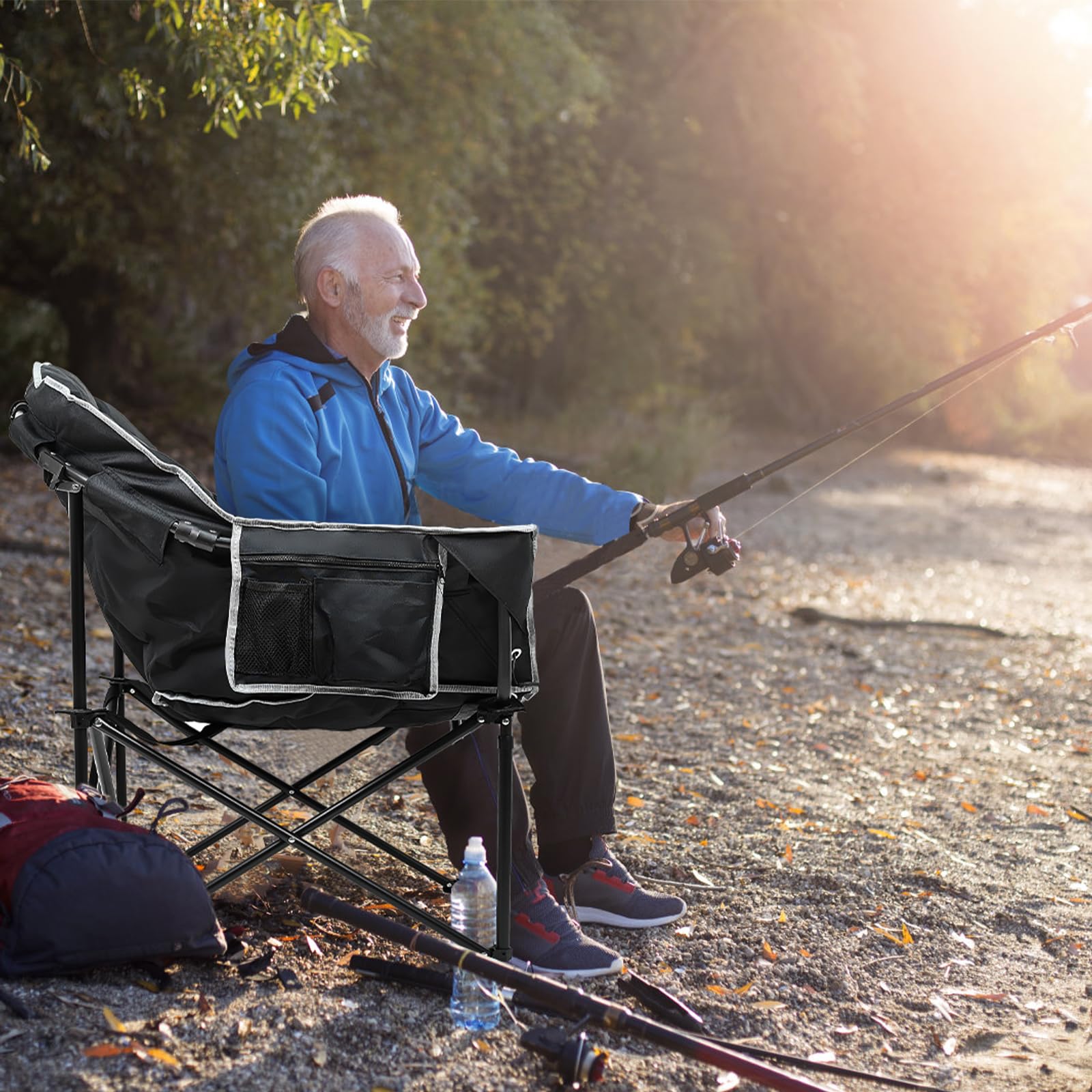 LILYPELLE Oversized Heated Camping Chair - 3 Adjustable Heat Levels, Portable Folding Moon Saucer Chair for Outdoor, Patio, Lawn & Lounge - Perfect for Camping, Backyard Relaxation & Winter Gatherings
