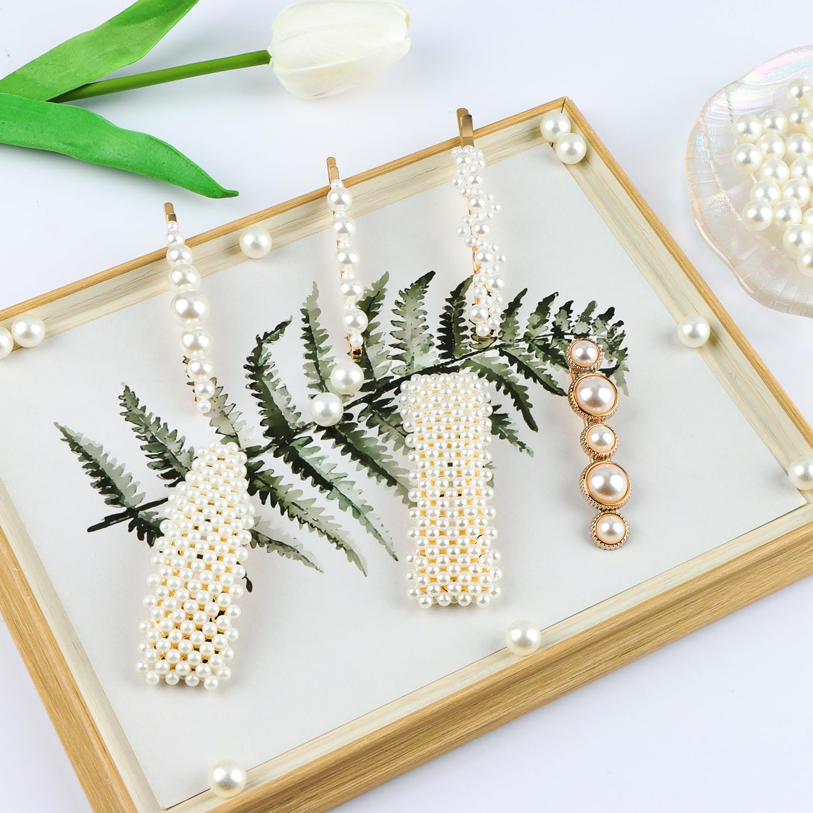 28PCS Pearl Acrylic Resin Hair Clips Set - Brown Alligator Barrettes, Geometric Hairpins & Gold Duckbill Bobby Pins - Shimmering Hair Accessories for Women - Perfect for Weddings, Parties & Everyday Styling