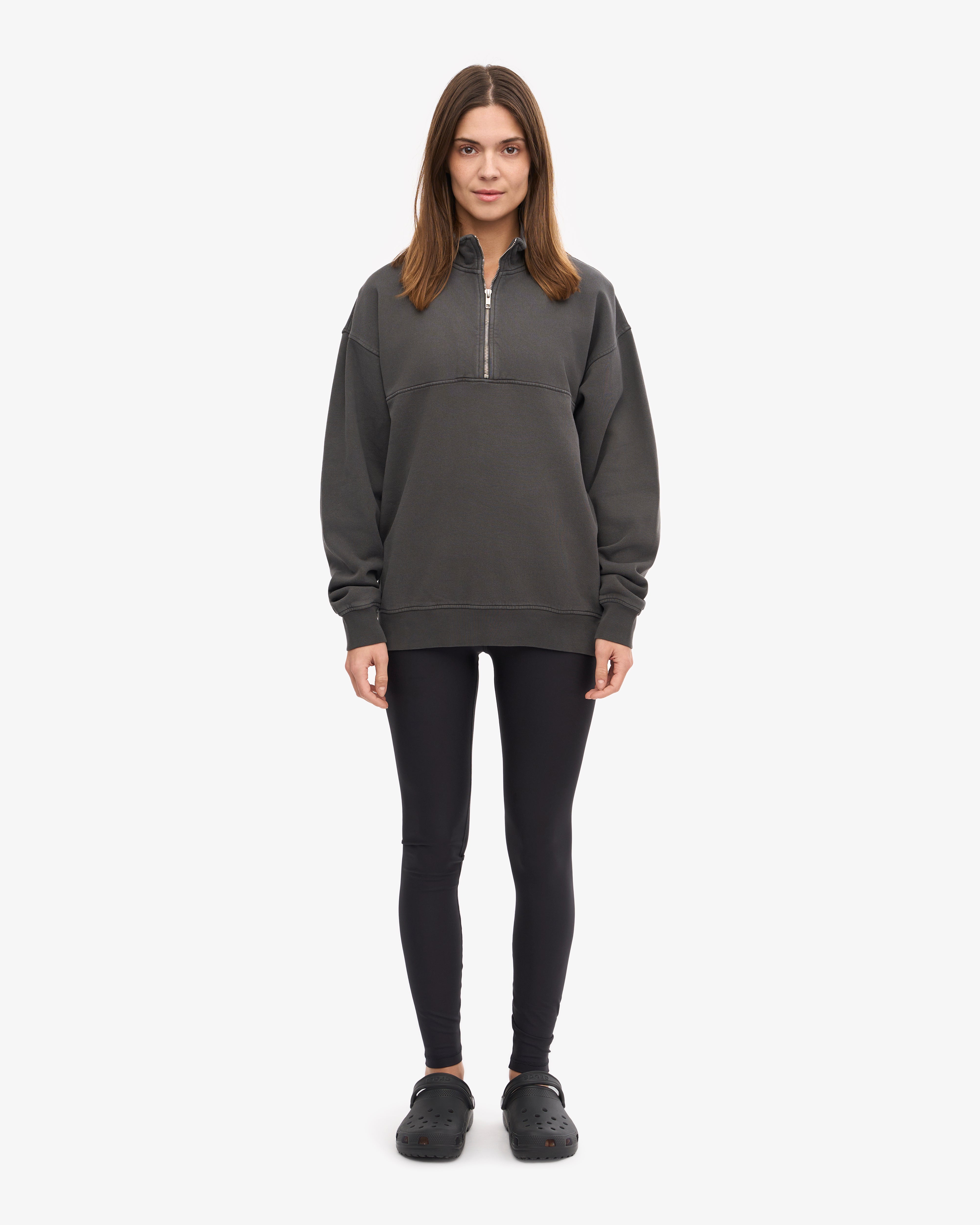 Organic Cotton Quarter Zip Sweatshirt for Men & Women | Lava Grey | Eco-Friendly Casual Wear for Outdoor Activities & Lounge