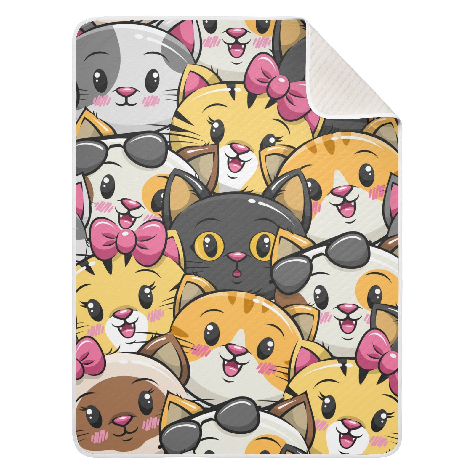 JIPONI Super Soft & Warm Baby Blanket with Cute Cartoon Cat Face - Personalized 30x40 Inch Blanket for Boys & Girls - Perfect for Nursery, Swaddling, Stroller & Gift Giving