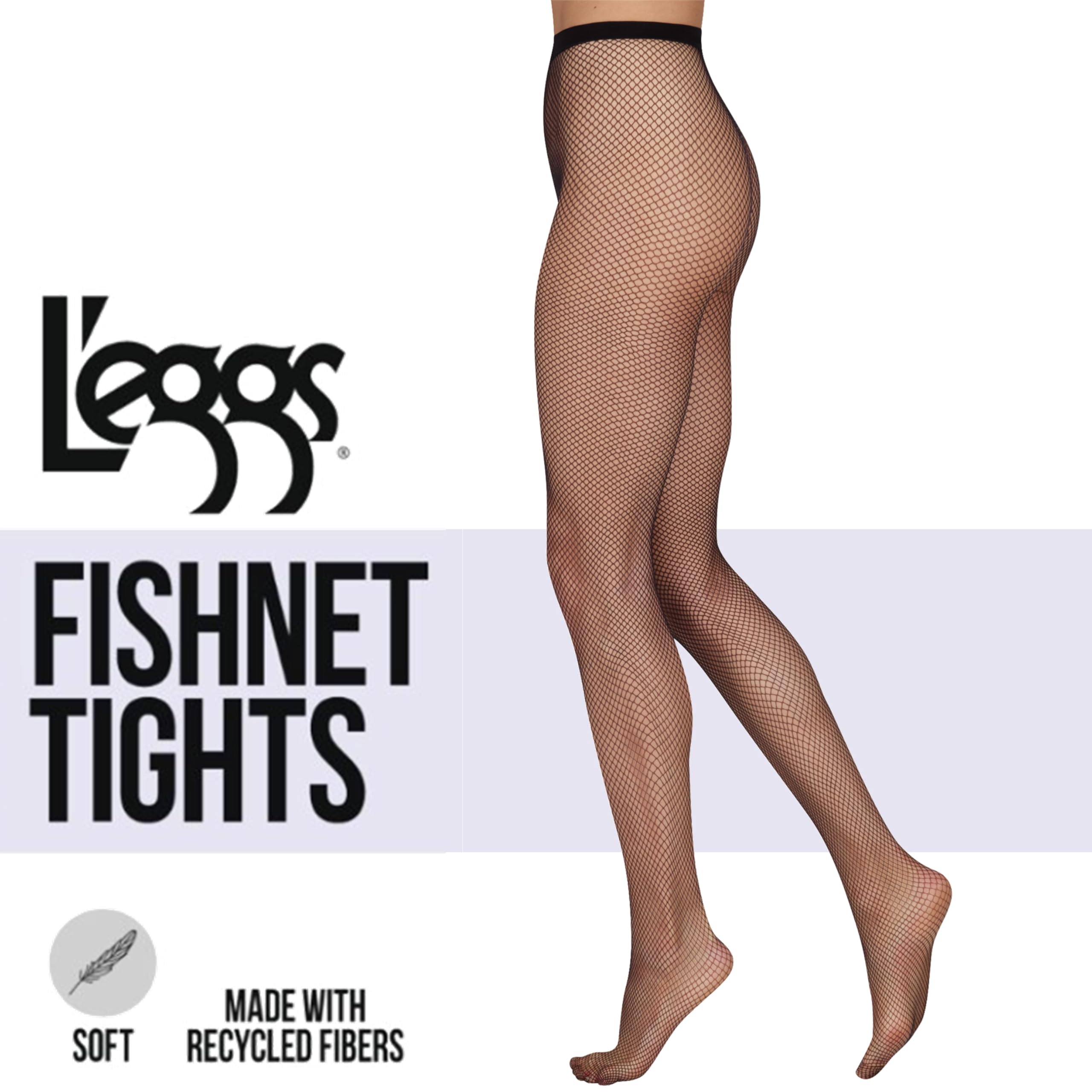 L'eggs Women's Fishnet Stockings - Sexy Sheer Nylon Thigh High Stockings for Halloween, Cosplay & Burlesque Outfits