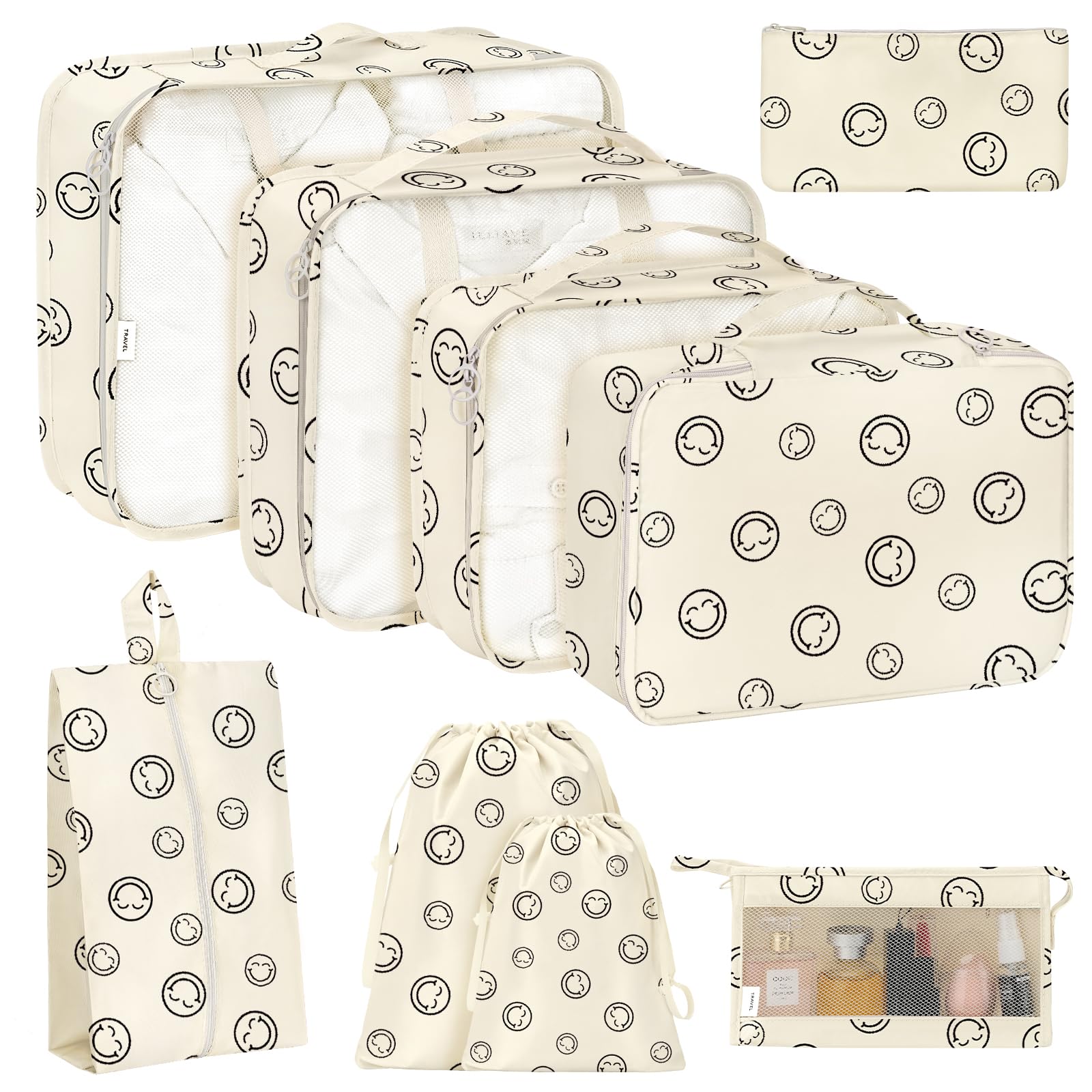 KPX Packing Cubes for Travel - 4-Piece Set, Lightweight Luggage Organizers with Toiletry Bag for Clothes, Shoes & Cosmetics | Perfect for Business Trips, Vacations & Weekend Getaways