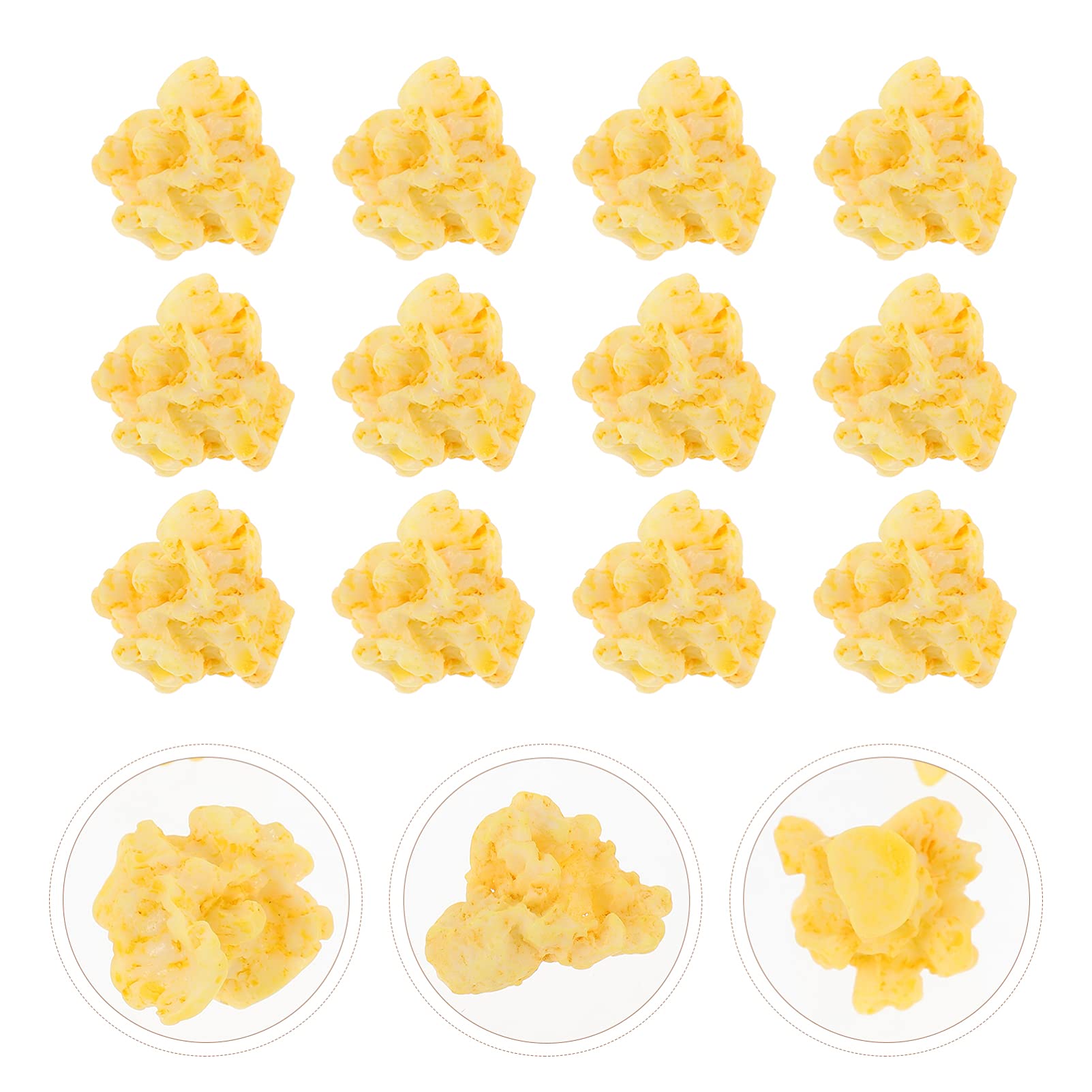 EXCEART 20pcs Artificial Popcorn Resin Charms - DIY Craft Accessories for Jewelry Making, Phone Case Decor, Scrapbooking, Keychain & Home Decoration