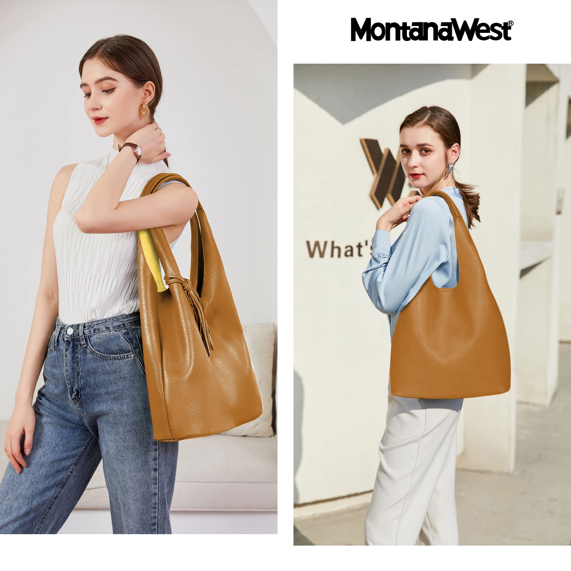 Montana West Women's Slouchy Hobo Bag - Soft Leather Designer Shoulder Purse with Top Handle | Perfect for Work, Travel & Everyday Use