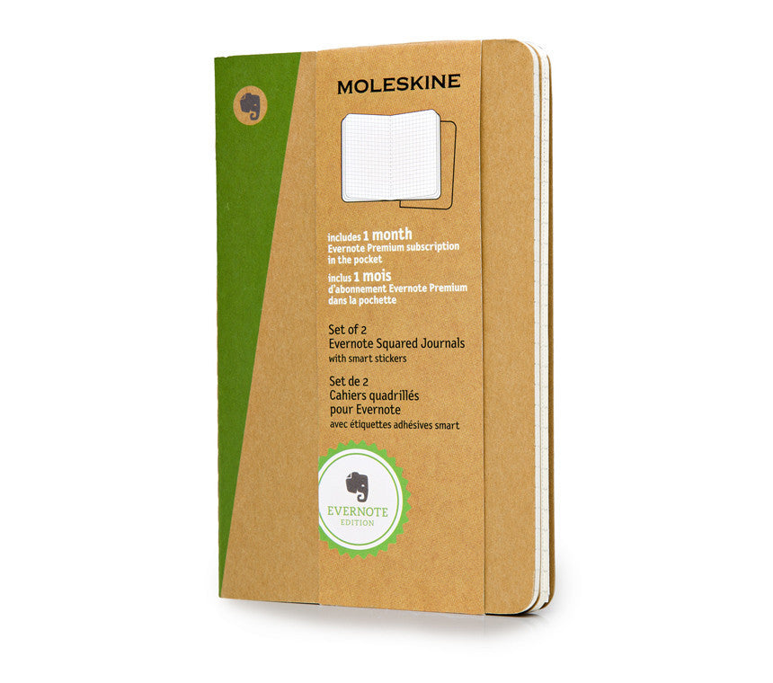 Moleskine Evernote Smart Notebook with Stickers - 2-Pack Journal Set for Note Taking, Planning & Creative Writing | Perfect for Work, School & Travel Organization