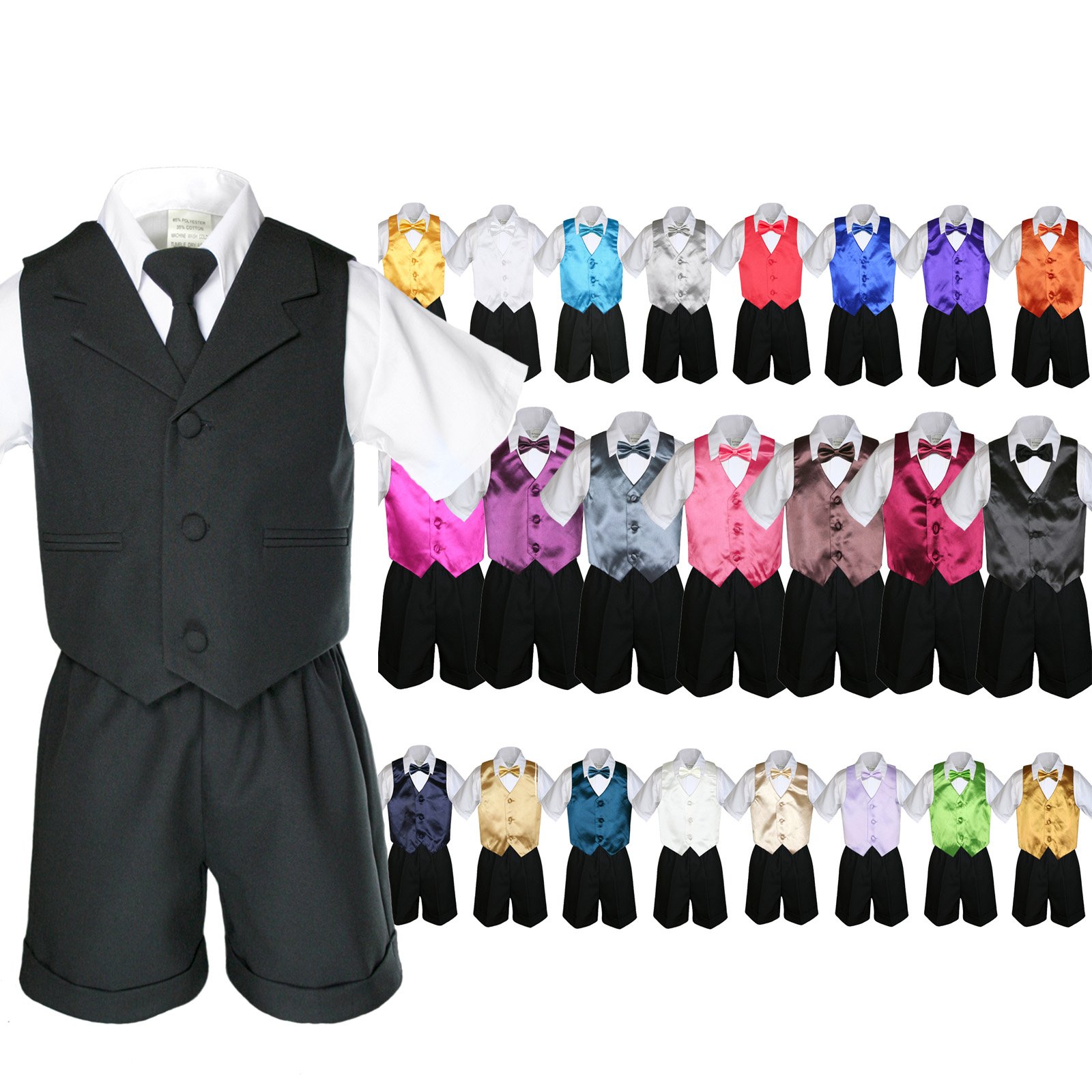 6-Piece Baby Boy Formal Suit Set - Black Toddler Shorts, Vest & Bow Tie (Sizes S-4T) | Perfect for Weddings, Parties & Special Occasions
