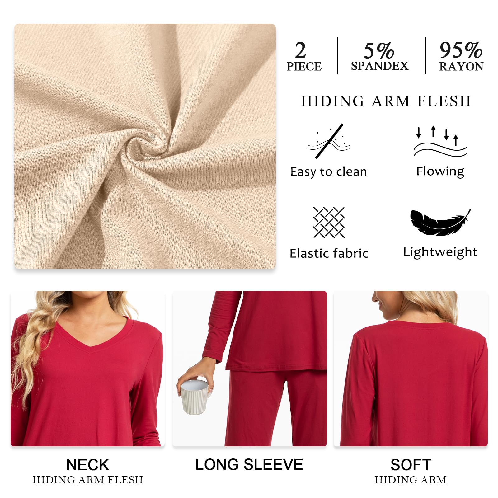 Syoss 2-Piece Women's Fall Pajama Set - Long Sleeve Lounge Sleepwear with Pockets | Cozy Pajamas for Women | Perfect for Sleepovers, Relaxing at Home & Cold Weather Comfort