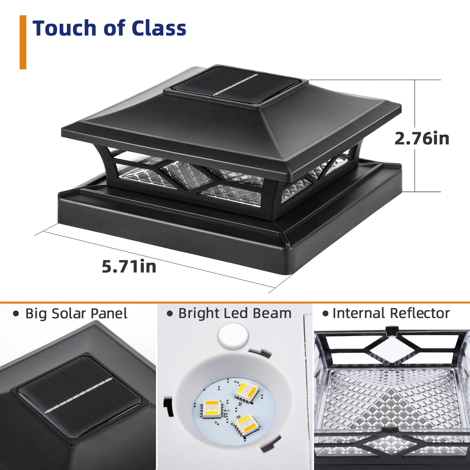 APONUO 4x4 & 6x6 Post Solar Lights - 4 Pack Black Outdoor Solar Post Cap Lights with 4 Lighting Modes for Fence, Deck, Wood & Vinyl Posts - Perfect for Garden, Pathway, and Backyard Lighting