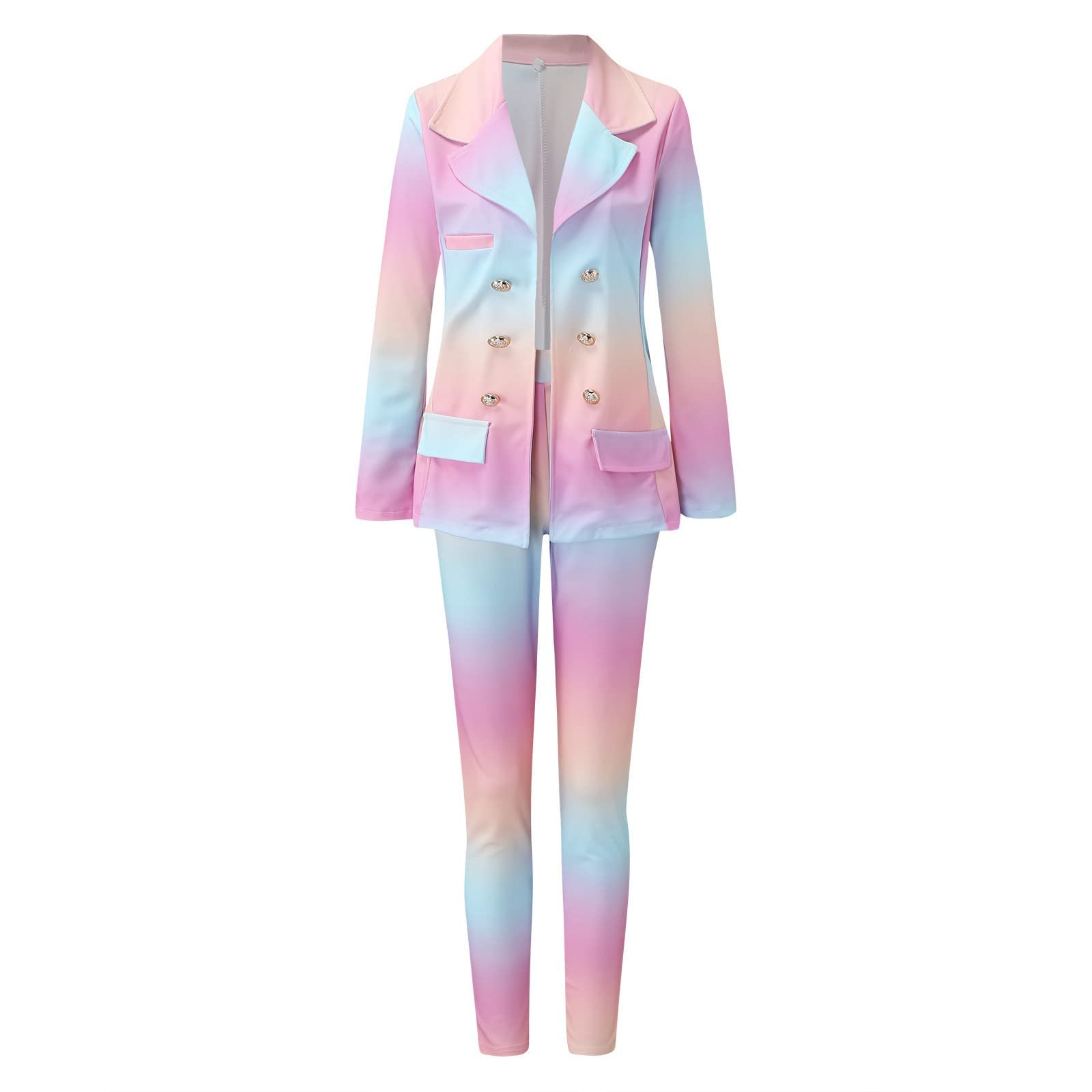 Women's 2-Piece Blazer Suit Set - Solid Long Sleeve Business Outfit for Work & Office