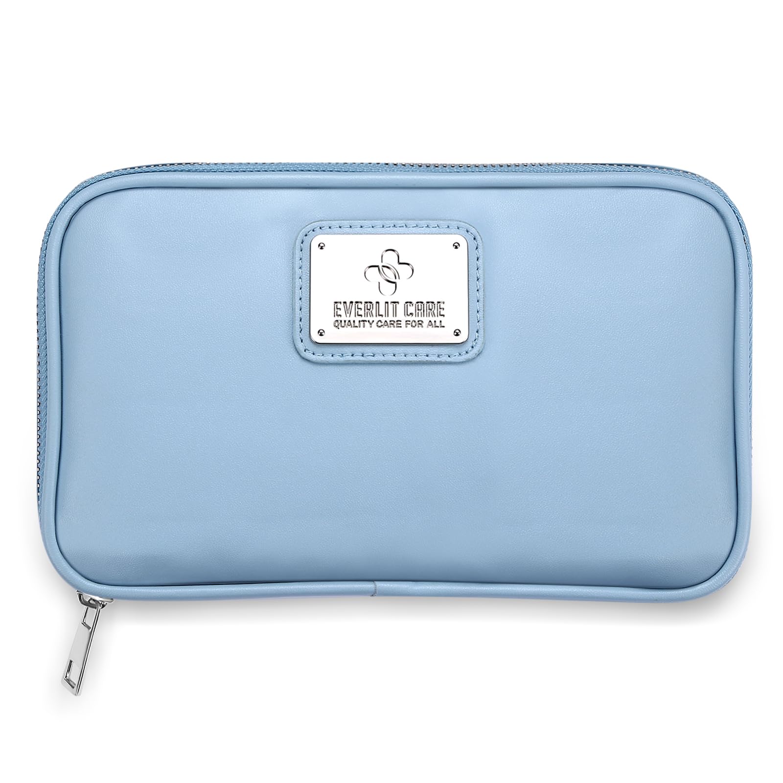 Car Sun Visor Organizer with First Aid Kit & Emergency Tools - Multi-Pocket Storage Pouch Includes Window Breaker & Disposable Urine Bag for Family Road Trips & Travel Safety (Cyan)